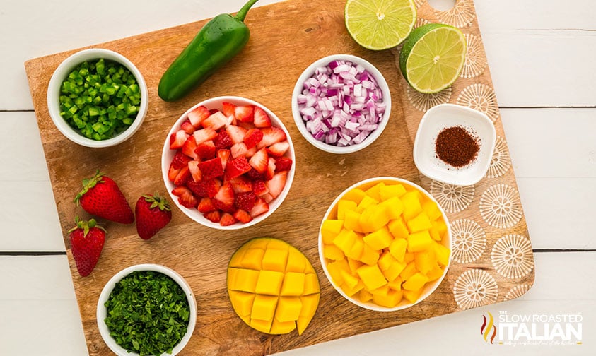 ingredients for strawberry mango salsa recipe