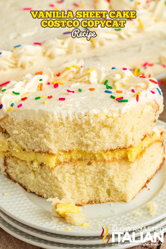 titled: Vanilla Sheet Cake Costco Copycat Recipe