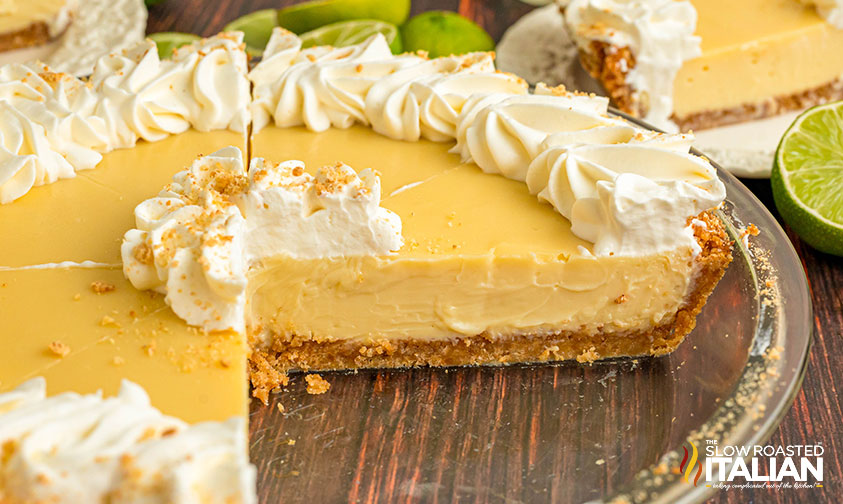slice taken out of costco key lime pie