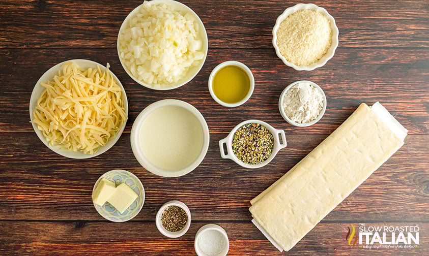 ingredients for costco onion and cheese pinwheels recipe