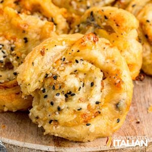 closeup of costco onion and cheese pinwheel