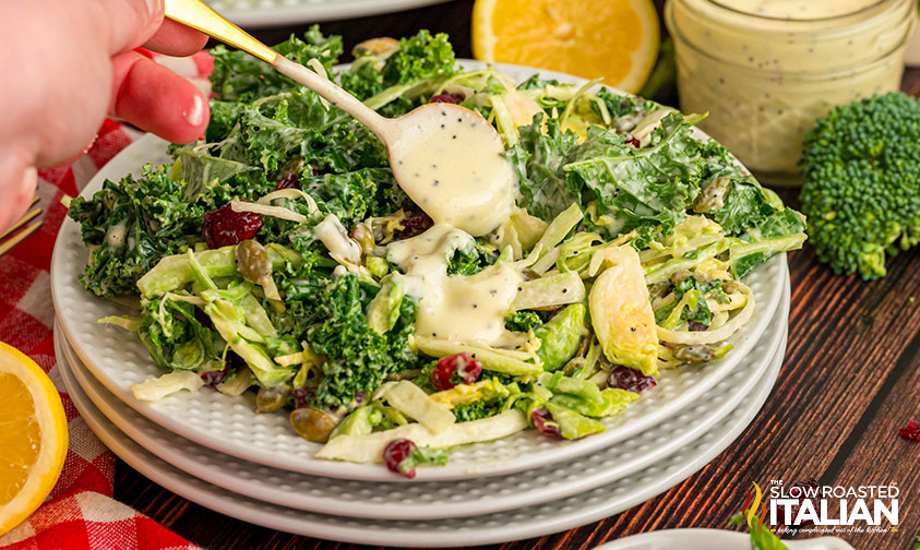 adding extra dressing to costco sweet kale salad
