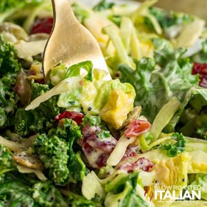 closeup of sweet kale salad