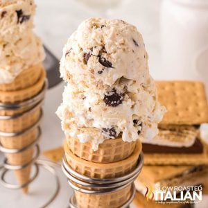 closeup of no churn smores ice cream