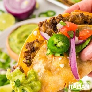 closeup of baked tacos