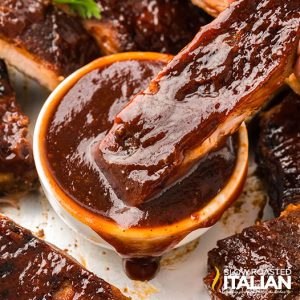 closeup of oven baked sheet pan ribs