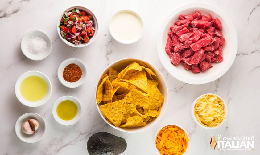 ingredients for sheet pan steak nachos