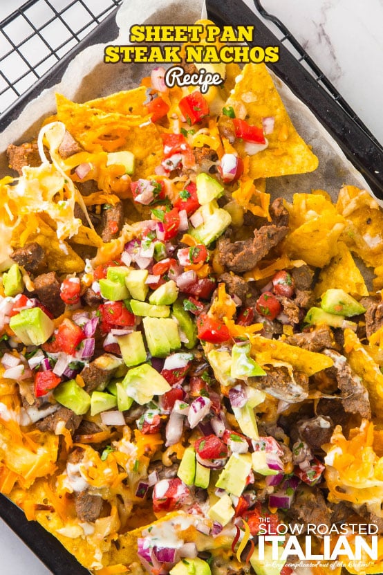 titled: Sheet Pan Steak Nachos Recipe