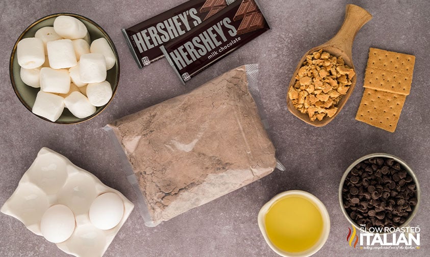 ingredients for s'mores cake mix cookies recipe