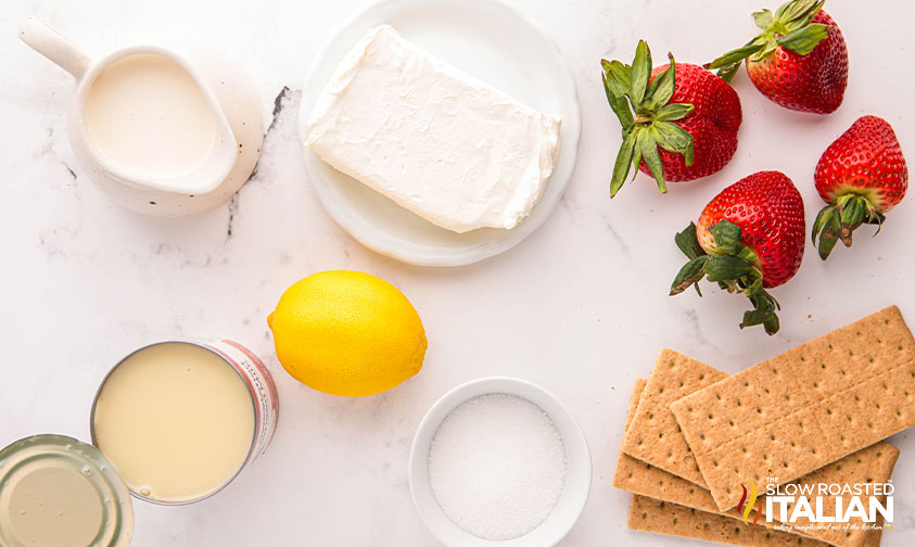 ingredients for strawberry cheesecake ice cream