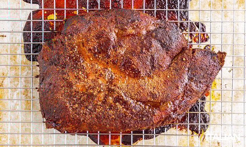 slow roasted beef chuck roast on wire rack