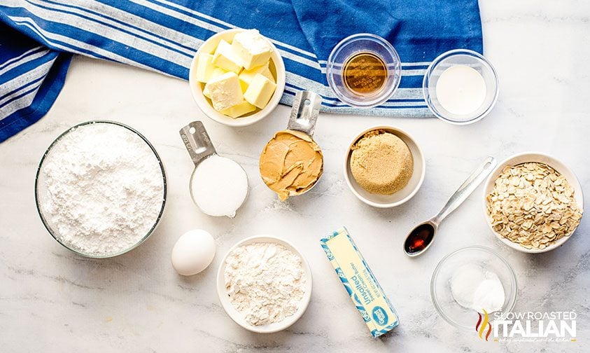 measured ingredients to make peanut butter cookie sandwiches