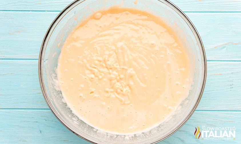 white cake batter with pudding mix