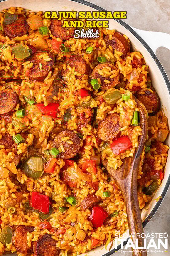 titled: Cajun Sausage and Rice Skillet