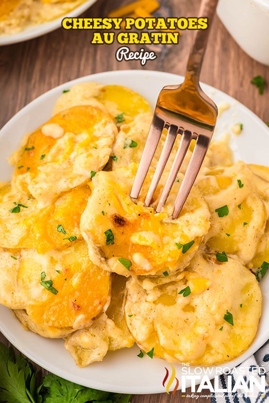 titled: Cheesy Potatoes Au Gratin Recipe