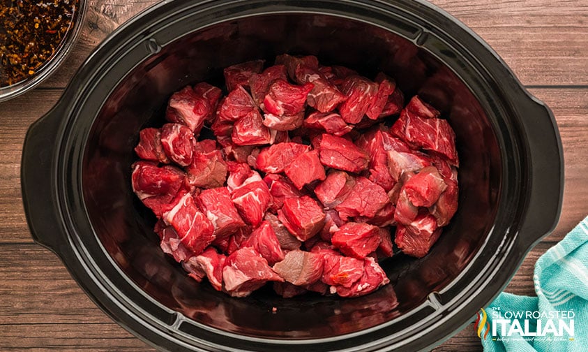 cubed chuck roast in the crockpot