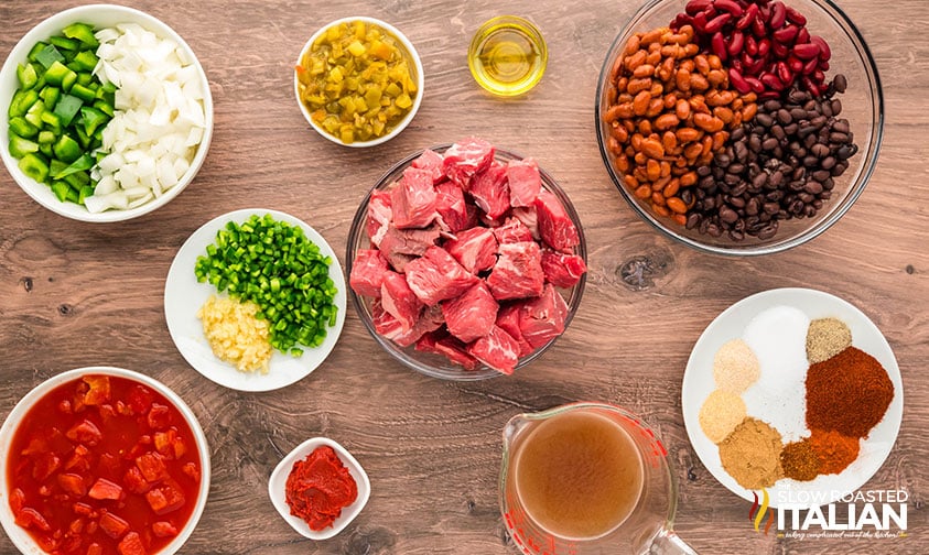 ingredients for crockpot steak chili
