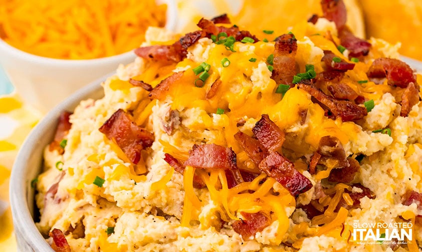 closeup of loaded mashed potatoes