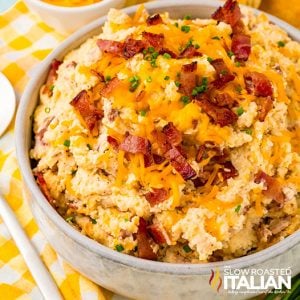 bowl of loaded mashed potatoes