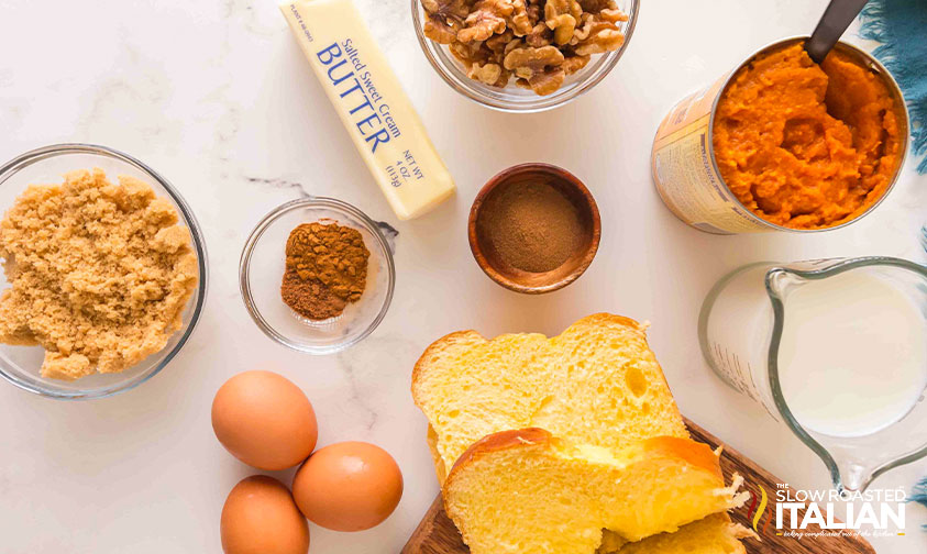 ingredients for pumpkin pie french toast