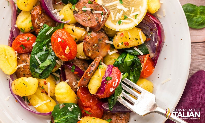 sheet pan gnocchi on a plate