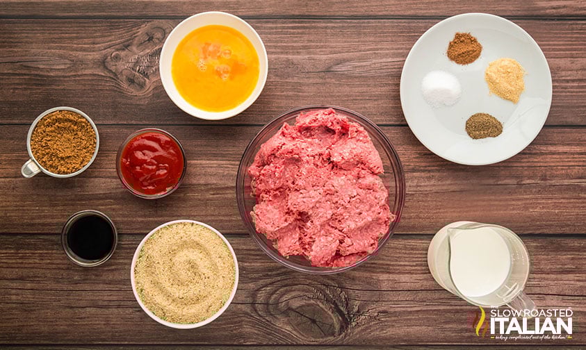 measured ingredients for best meatloaf recipe