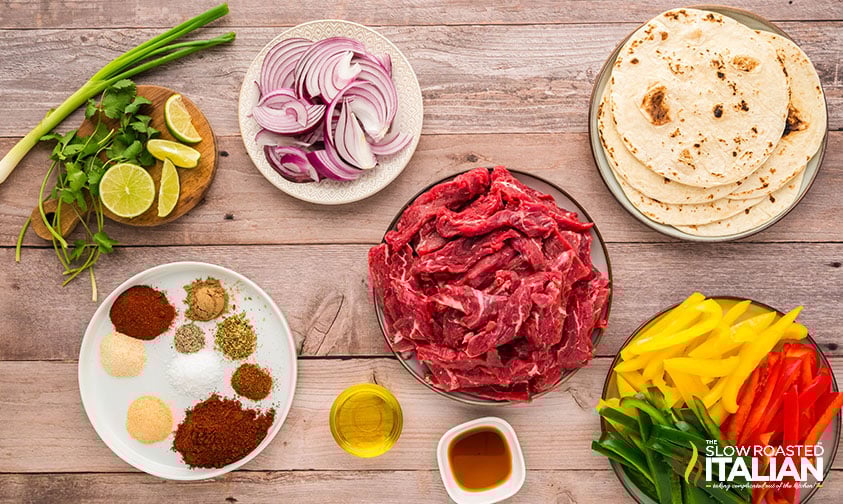 ingredients for sheet pan steak fajitas recipe