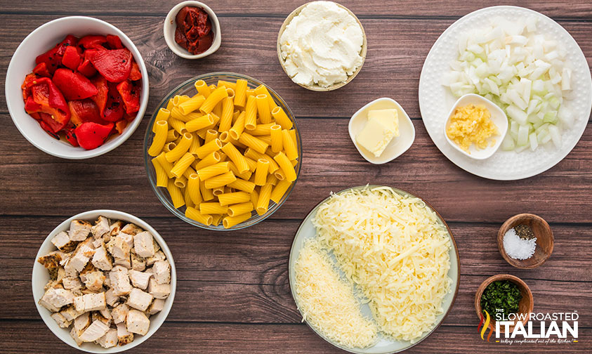 ingredients for 30 minute cheesy chicken pasta bake