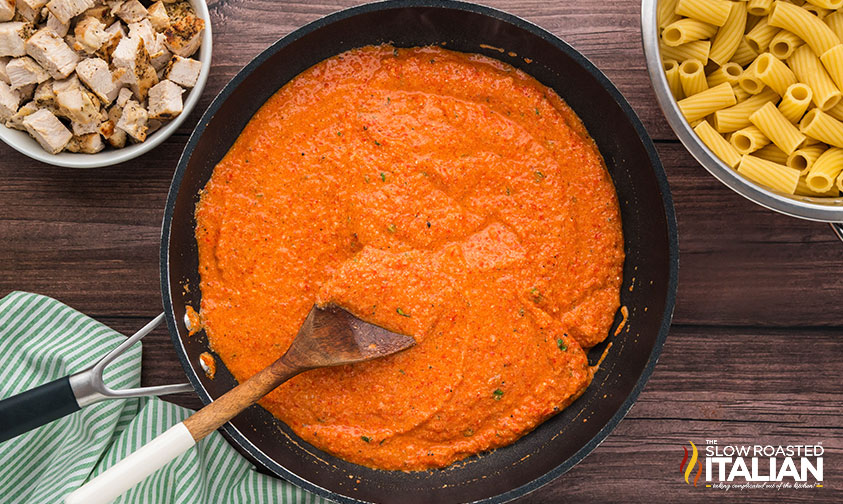 cheeses added to chicken pasta bake sauce