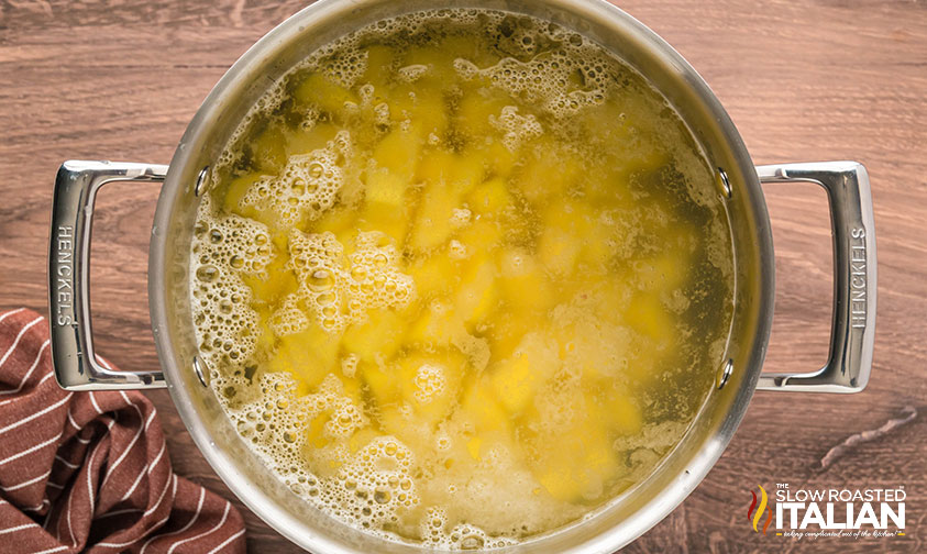 boiled potatoes in a large pot