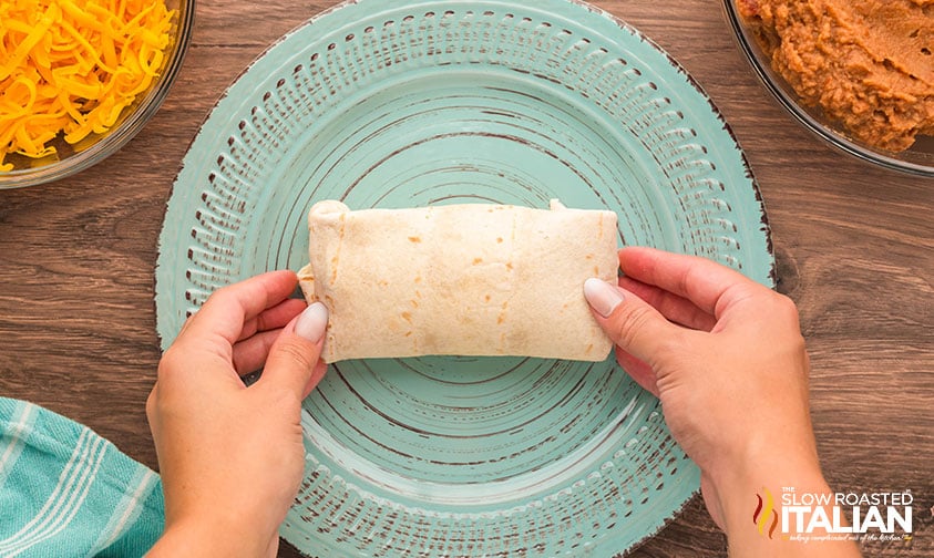 perfectly folded bean and cheese burrito