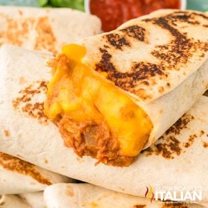 closeup of bean and cheese burritos
