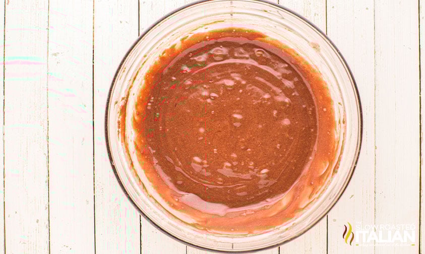 mixed black bottom cupcakes batter in a large bowl