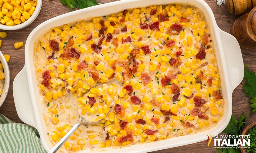 serving corn and bacon casserole