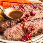 closeup of sliced christmas roast