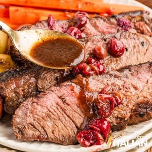 closeup of sliced christmas roast