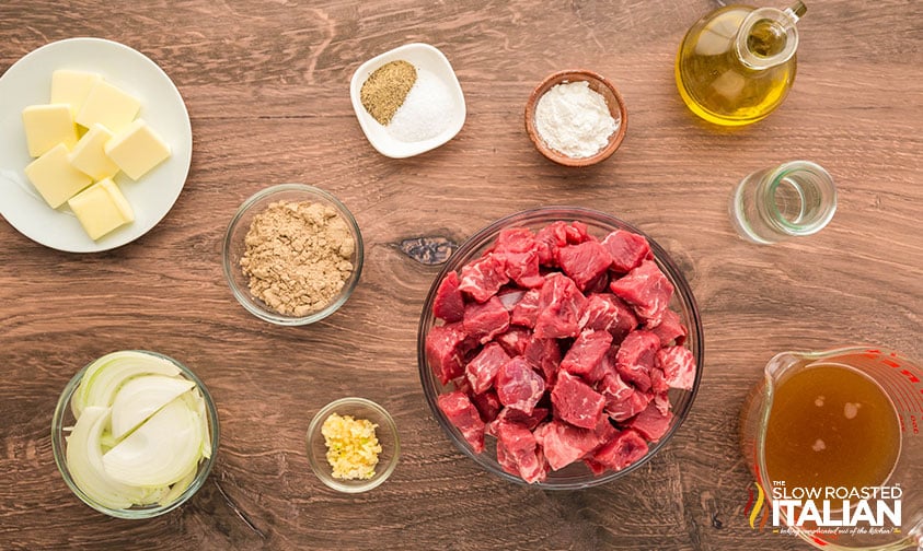 ingredients for crockpot steak bites recipe