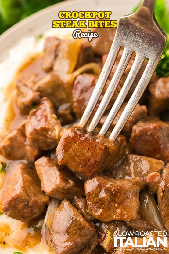 titled: Crockpot Steak Bites Recipe