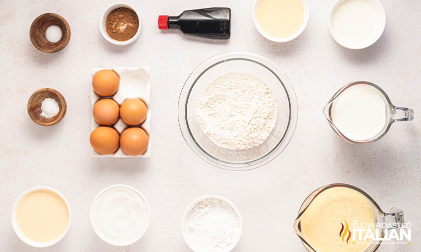 ingredients for eggnog tres leches cake