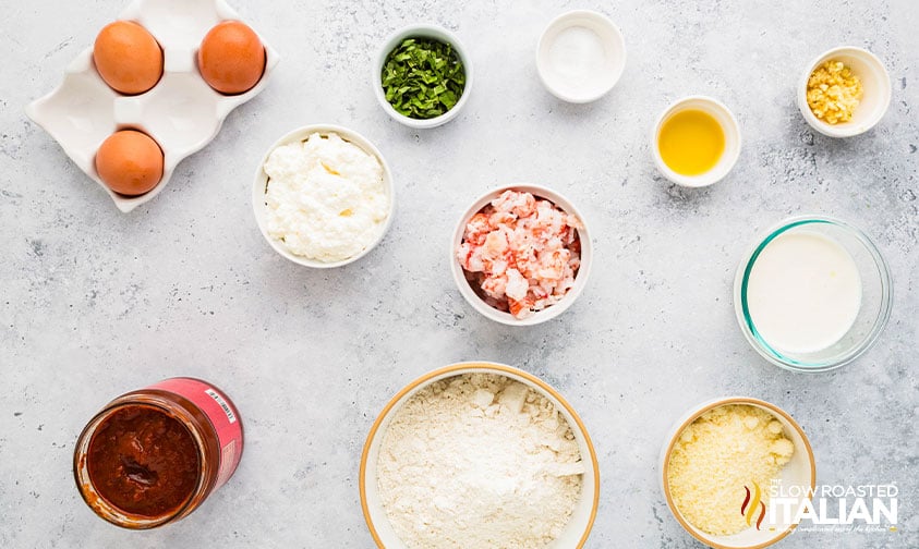 measured ingredients for lobster ravioli recipe