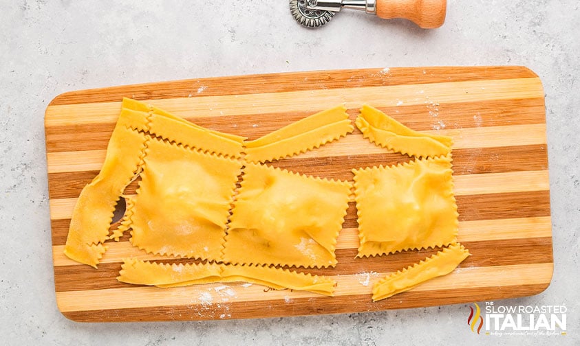 filled and sealed lobster ravioli