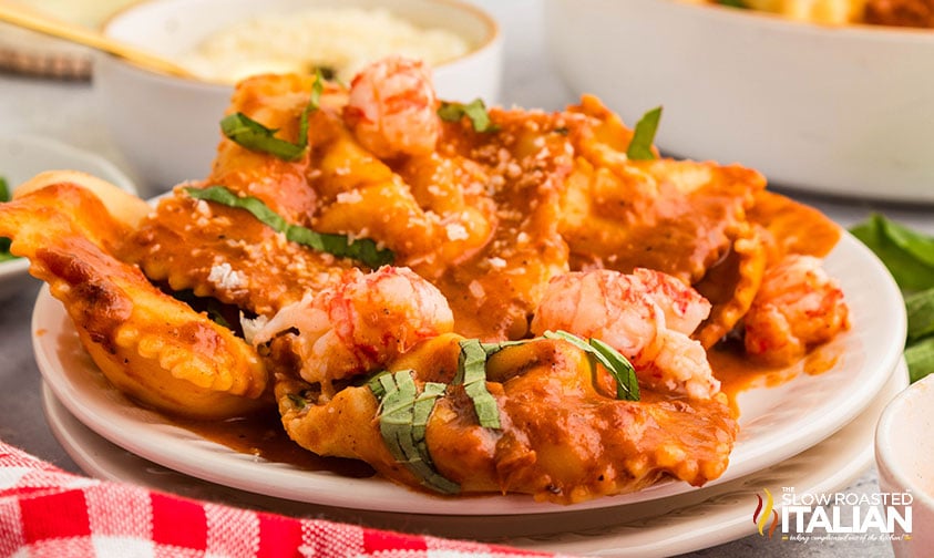 lobster ravioli on a plate