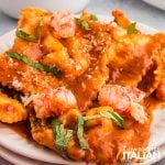 closeup of lobster ravioli