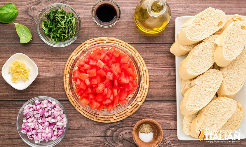 ingredients for easy bruschetta recipe