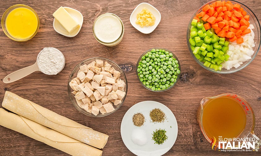 ingredients for sheet pan chicken pot pie recipe