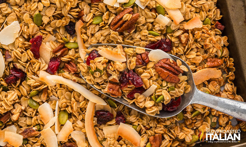 scoop full of homemade granola