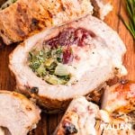 closeup of stuffed pork tenderloin