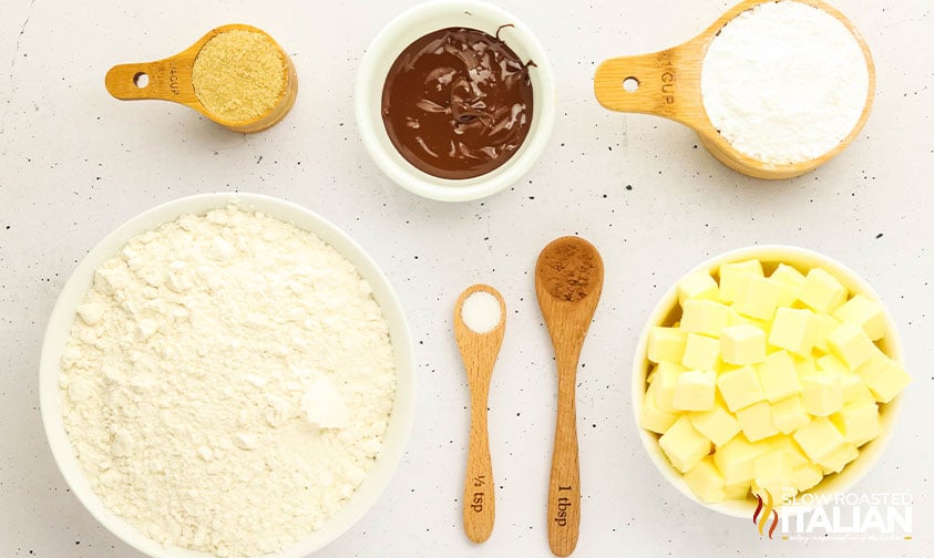 ingredients for chocolate pinwheel cookies