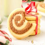 closeup of chocolate pinwheel cookies