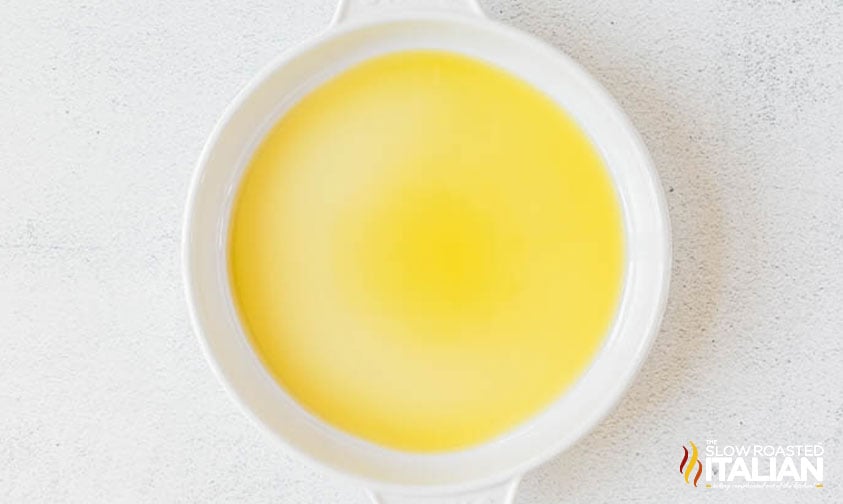 olive oil in a round baking dish